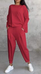 R&B | Lounge Satz Übergröße Top Gerade Hose Weicher Strick Komfort Stil