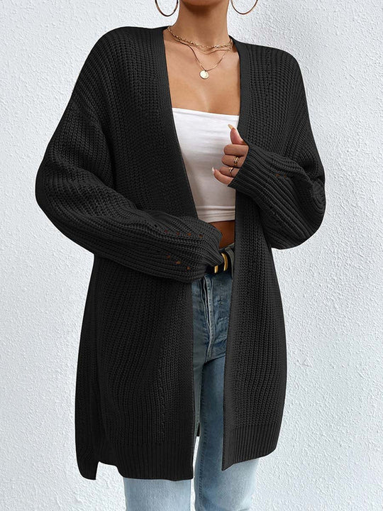 R&B | Kardigan - V-Ausschnitt Lockere Mittellange Gestrickte Jacke, Lässig und Bequem