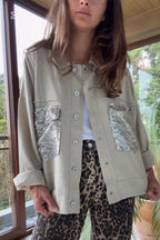 R&B | Shirtjacke mit Pailletten-details Lässige Passform Modernes Statement