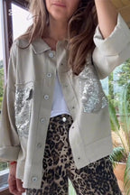 R&B | Shirtjacke mit Pailletten-details Lässige Passform Modernes Statement