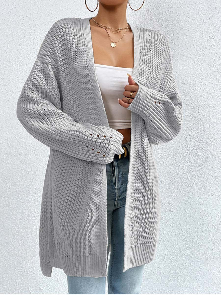 R&B | Kardigan - V-Ausschnitt Lockere Mittellange Gestrickte Jacke, Lässig und Bequem