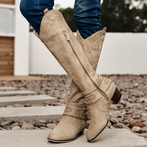 R&B | Cowboystiefel mit Blockabsatz Dekorative Schnalle