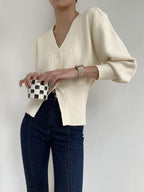 R&B | Strickjacke - V-Ausschnitt Innenbund Strickjacke