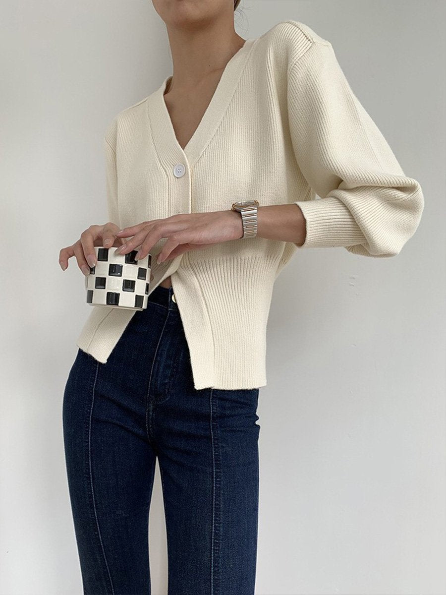 R&B | Strickjacke - V-Ausschnitt Innenbund Strickjacke