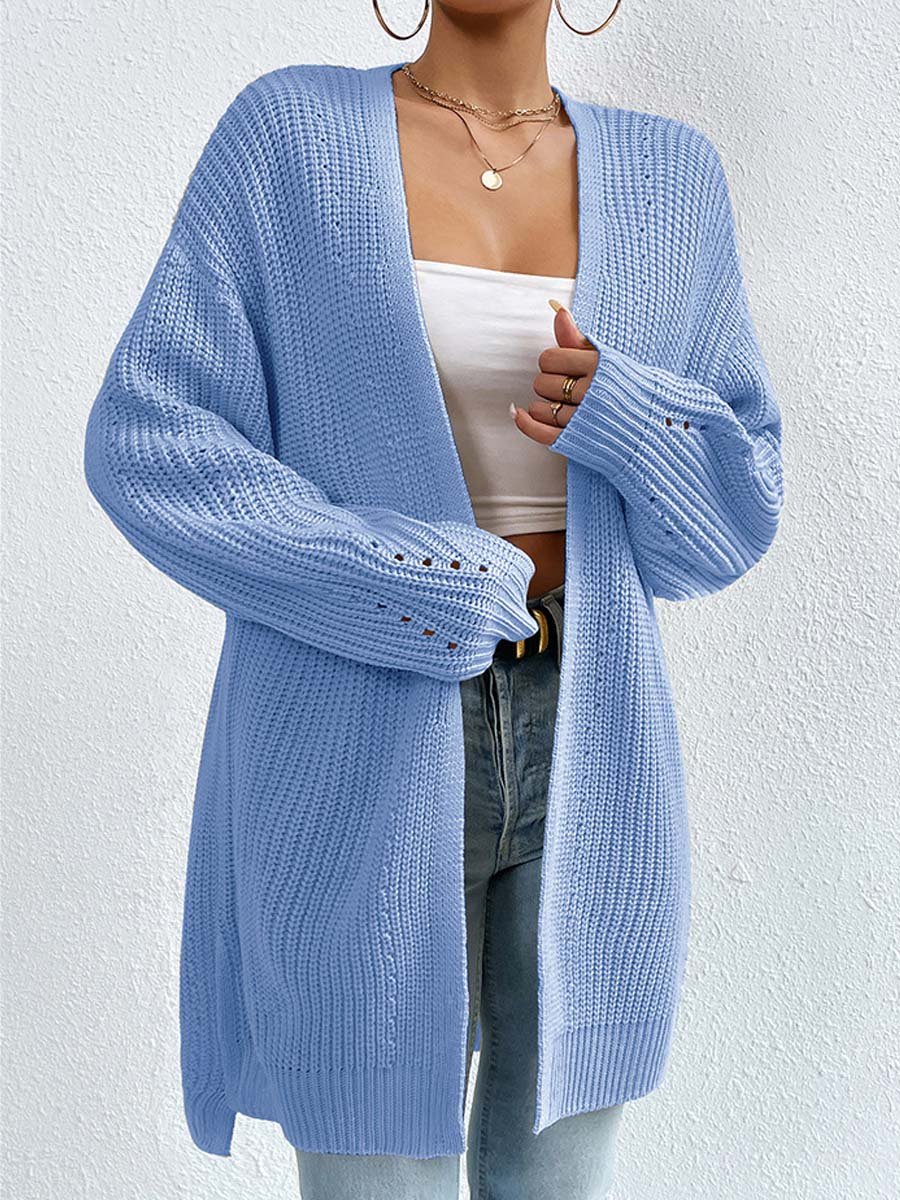 R&B | Kardigan - V-Ausschnitt Lockere Mittellange Gestrickte Jacke, Lässig und Bequem