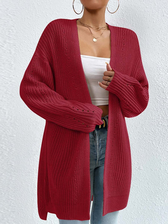 R&B | Kardigan - V-Ausschnitt Lockere Mittellange Gestrickte Jacke, Lässig und Bequem