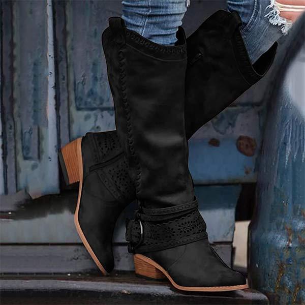 R&B | Cowboystiefel mit Blockabsatz Dekorative Schnalle