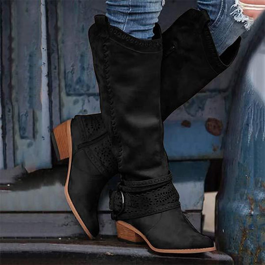 R&B | Cowboystiefel mit Blockabsatz Dekorative Schnalle