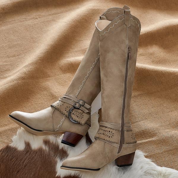 R&B | Cowboystiefel mit Blockabsatz Dekorative Schnalle
