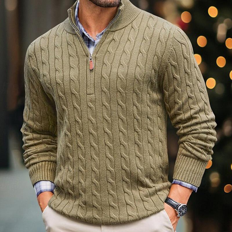 R&B | Kabelstrickpullover mit Reißverschluss Weich und Warm Klassischer Look
