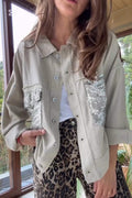 R&B | Shirtjacke mit Pailletten-details Lässige Passform Modernes Statement