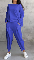R&B | Lounge Satz Übergröße Top Gerade Hose Weicher Strick Komfort Stil