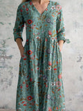 R&B | V-Ausschnitt Blumen Kleid