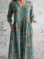 R&B | V-Ausschnitt Blumen Kleid