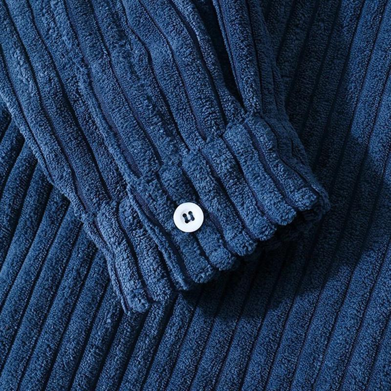 R&B | Stilvolles Dunkelblaues Lässiges Corduroy Herbst Overshirt für Männer