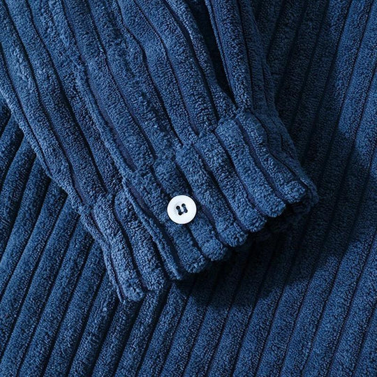 R&B - Stilvolles Dunkelblaues Lässiges Corduroy Herbst Overshirt für Männer