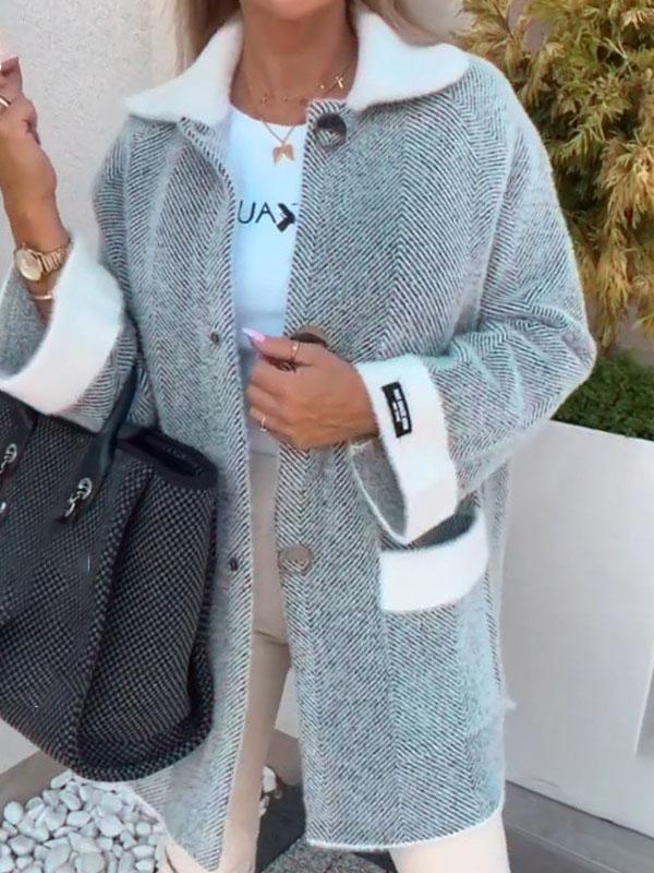 R&B | Gemusterte Jacke mit Kontrastdetails Moderner Schnitt Eleganter Look
