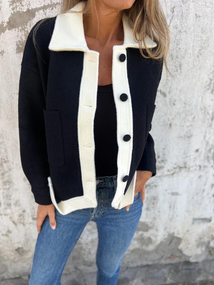 R&B | Kurze Jacke mit Kontrastkanten Moderner Schnitt Zeitloses Design