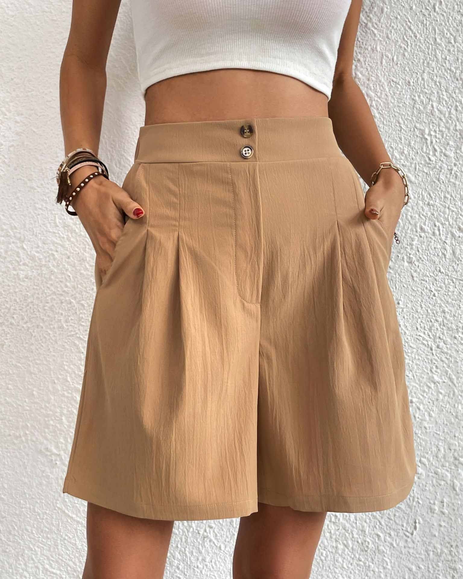 EB - Hoch taillierte Damen Shorts mit weitem Schnitt