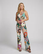 R&B | Floral Gespalten Denim Jumpsuit
