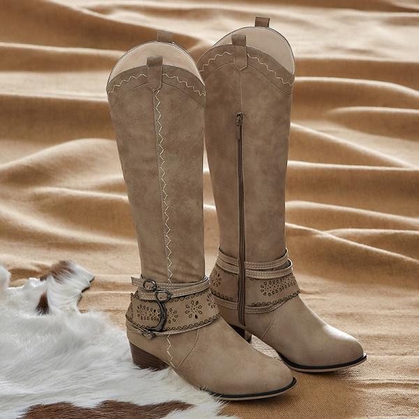 R&B | Cowboystiefel mit Blockabsatz Dekorative Schnalle