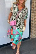 PHOEBE-LÄSSIGES KLEID MIT LEOPARDENPRINT UND KURZEN ÄRMELN