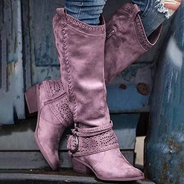 R&B | Cowboystiefel mit Blockabsatz Dekorative Schnalle