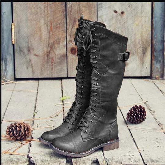 Knöchelhohe Leder-Stiefel für Frauen mit Schnürung und orthopädischem Komfort – Soraya R&B