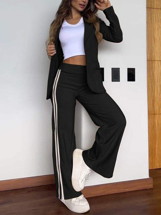 R&B | Sportliches Co Ord Satz mit Blazer und Weitem Hosen
