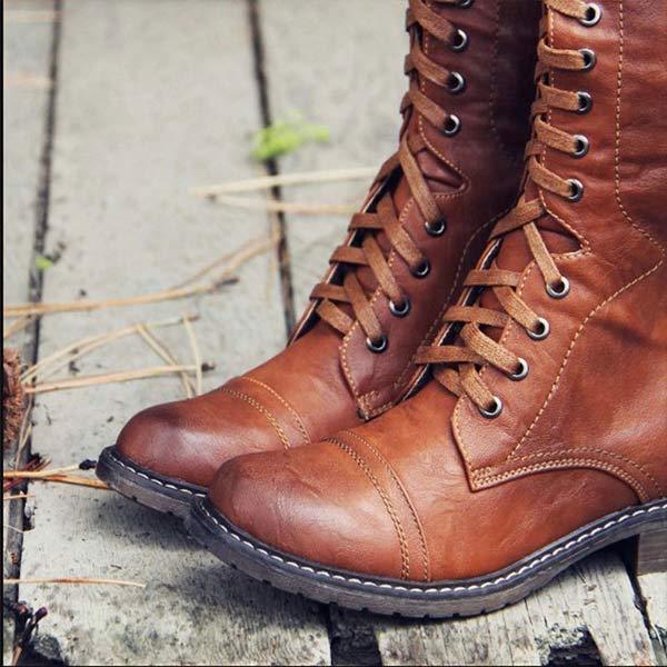 Knöchelhohe Leder-Stiefel für Frauen mit Schnürung und orthopädischem Komfort – Soraya R&B