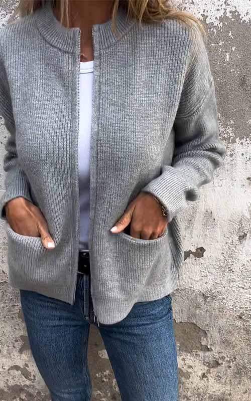 R&B | Reißverschluss-Strickjacke aus Baumwolle