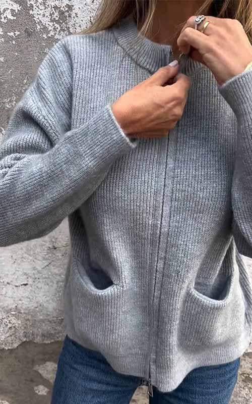 R&B | Reißverschluss-Strickjacke aus Baumwolle