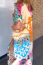 PHOEBE-LÄSSIGES KLEID MIT LEOPARDENPRINT UND KURZEN ÄRMELN