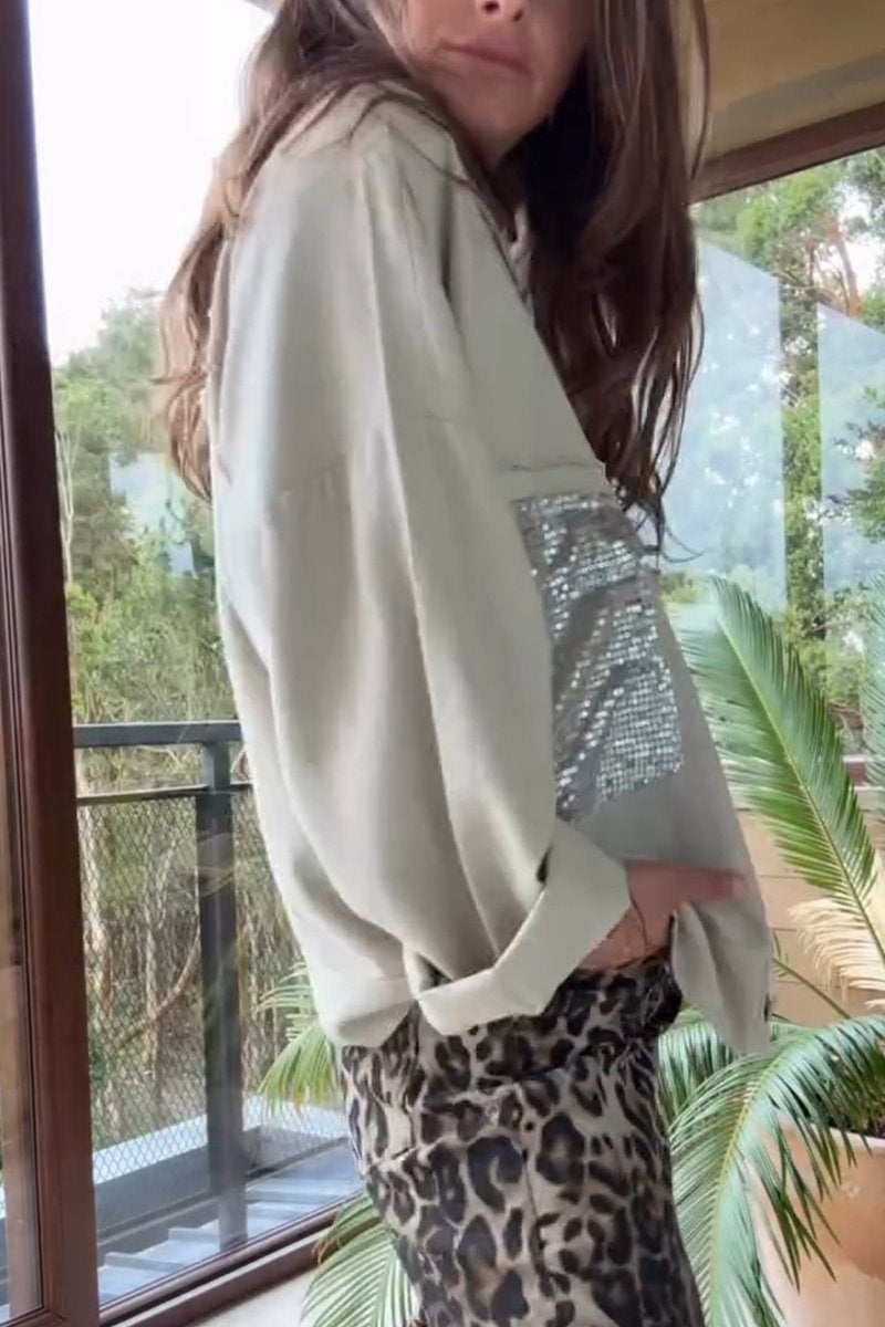 R&B | Shirtjacke mit Pailletten-details Lässige Passform Modernes Statement