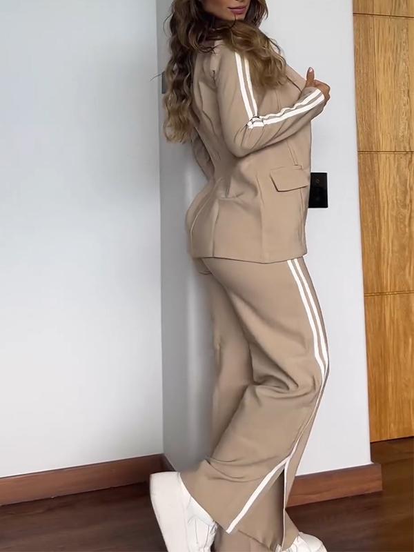 R&B | Sportliches Co Ord Satz mit Blazer und Weitem Hosen