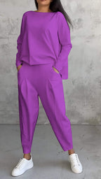 R&B | Lounge Satz Übergröße Top Gerade Hose Weicher Strick Komfort Stil