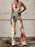 R&B | Floral Art Denim Jumpsuit