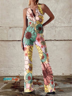 R&B | Floral Art Denim Jumpsuit