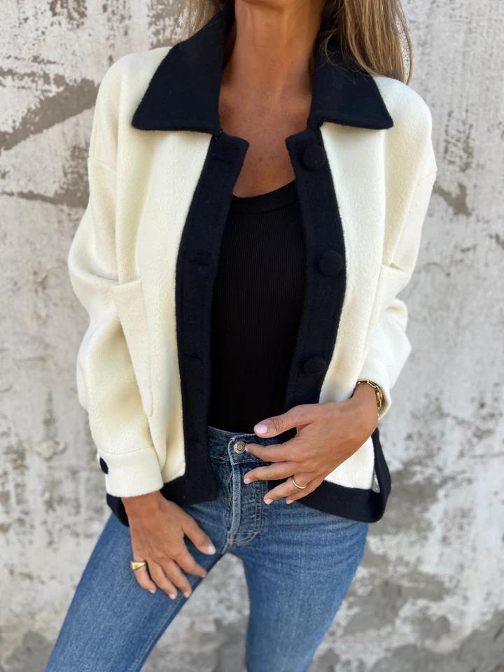 R&B | Kurze Jacke mit Kontrastkanten Moderner Schnitt Zeitloses Design