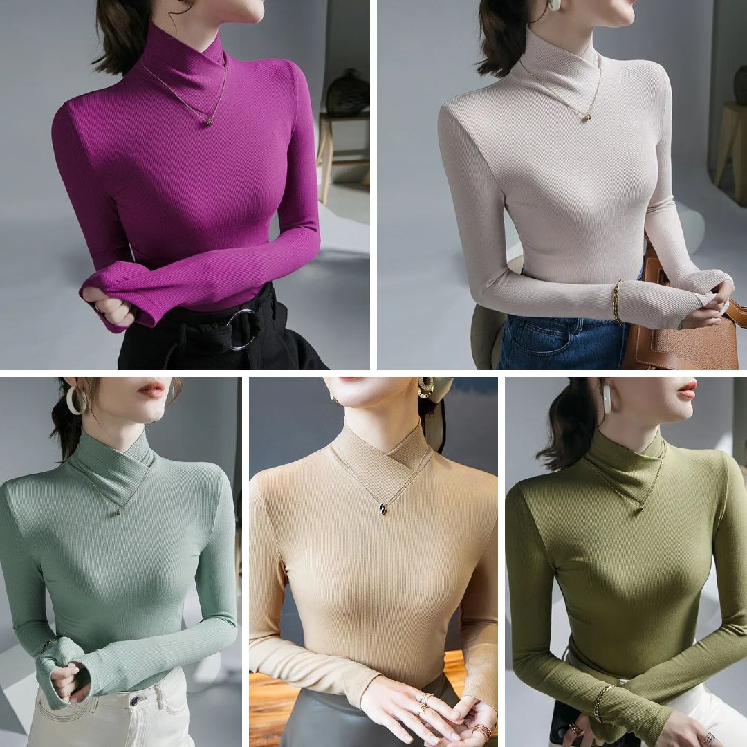 R&B | Damen Rollkragenpullover mit Gewinde