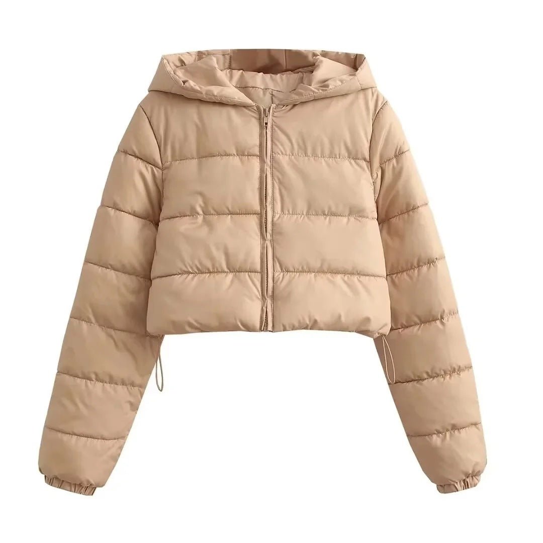 R&B | Kapuzen Cropped Slim Winterjacke