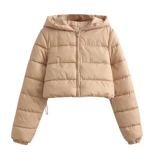 R&B | Kapuzen Cropped Slim Winterjacke
