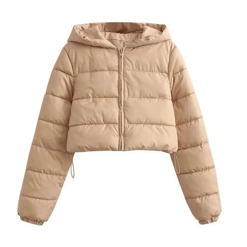 R&B | Kapuzen Cropped Slim Winterjacke