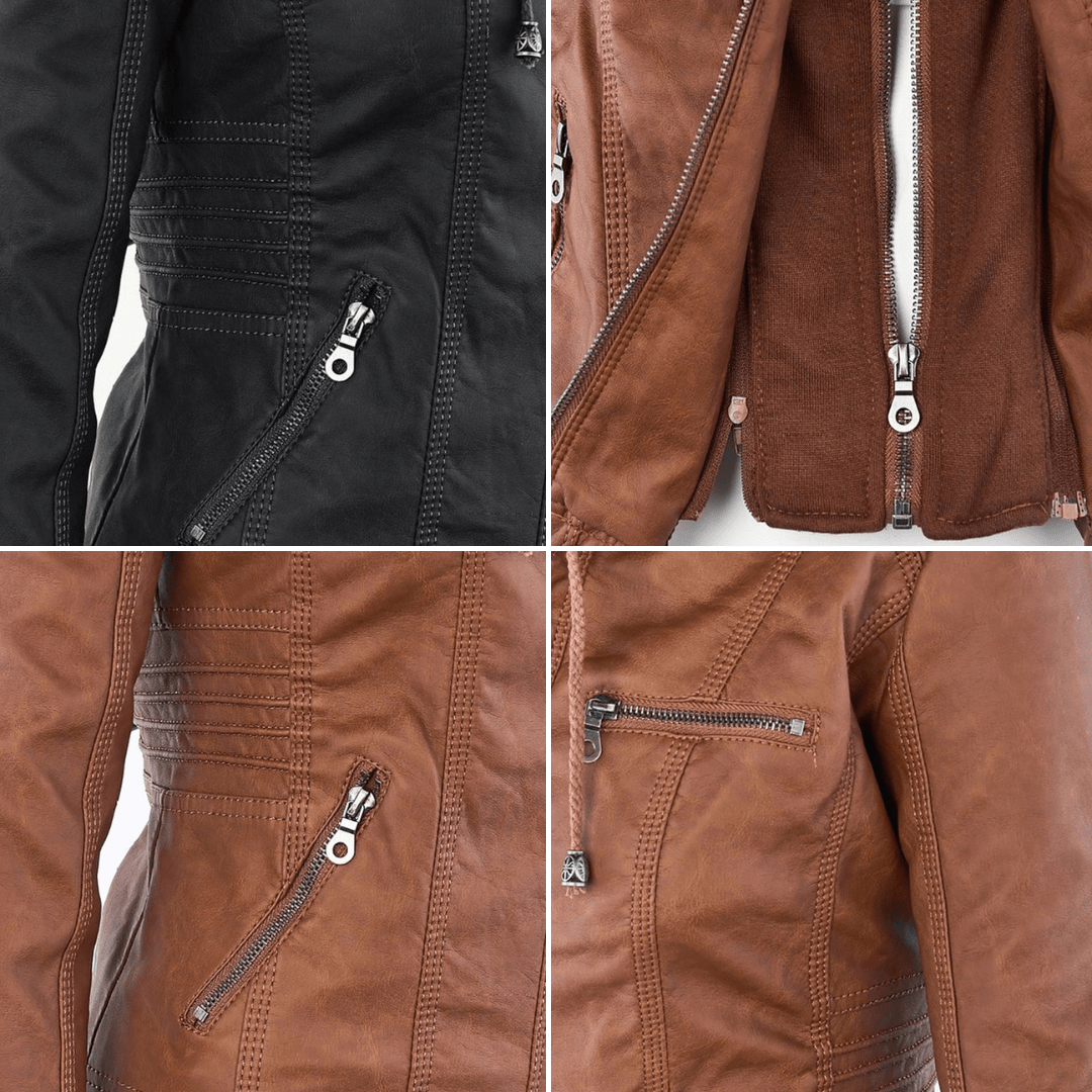 R&B | Damen Kapuzen Slim Fit Bikerjacke