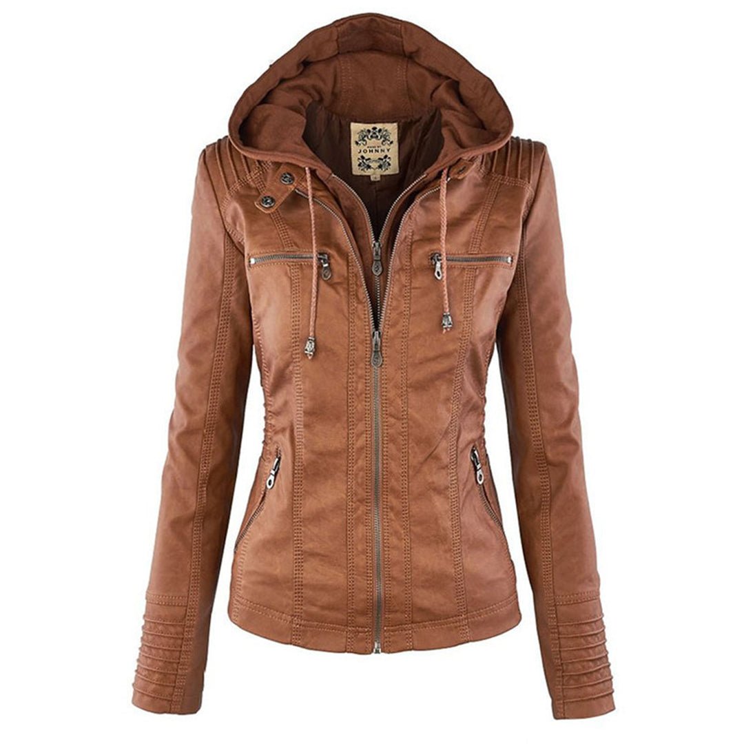R&B | Damen Kapuzen Slim Fit Bikerjacke