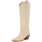 R&B | Knielange bestickte Wildleder- und Kunstleder-Cowboystiefel