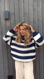 R&B | Geflochtene und Gestreifte Oversized Damenpullover