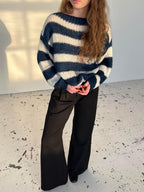 R&B | Geflochtene und Gestreifte Oversized Damenpullover