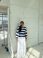 R&B | Geflochtene und Gestreifte Oversized Damenpullover