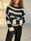 R&B | Geflochtene und Gestreifte Oversized Damenpullover